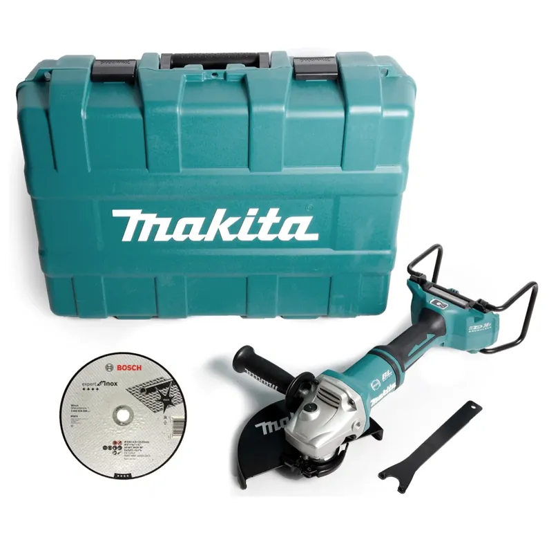 Wochenendangebot Makita DGA 901 ZKU2 Akku Winkelschleifer 36V ( 2x18V ) 230mm Brushless Solo + Ezynut + 25x Trennscheibe + Koffer - ohne Akku, ohne Ladegerät