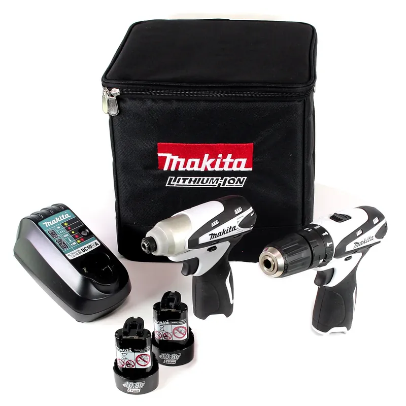 Mega-Angebot Makita DK 1493 WX 10,8 V Li-Ion Akku Schlagbohrschrauber HP 330 D + Schlagschrauber TD 090 D in Transporttasche + 2 x BL 1013 1,3 Ah Akku + Ladegerät