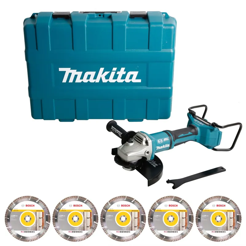 Top-Preis Makita DGA 900 ZKX2 Akku Winkelschleifer 36V ( 2x18V ) 230mm Brushless Solo + Ezynut + 5x Trennscheibe + Koffer - ohne Akku, ohne Ladegerät