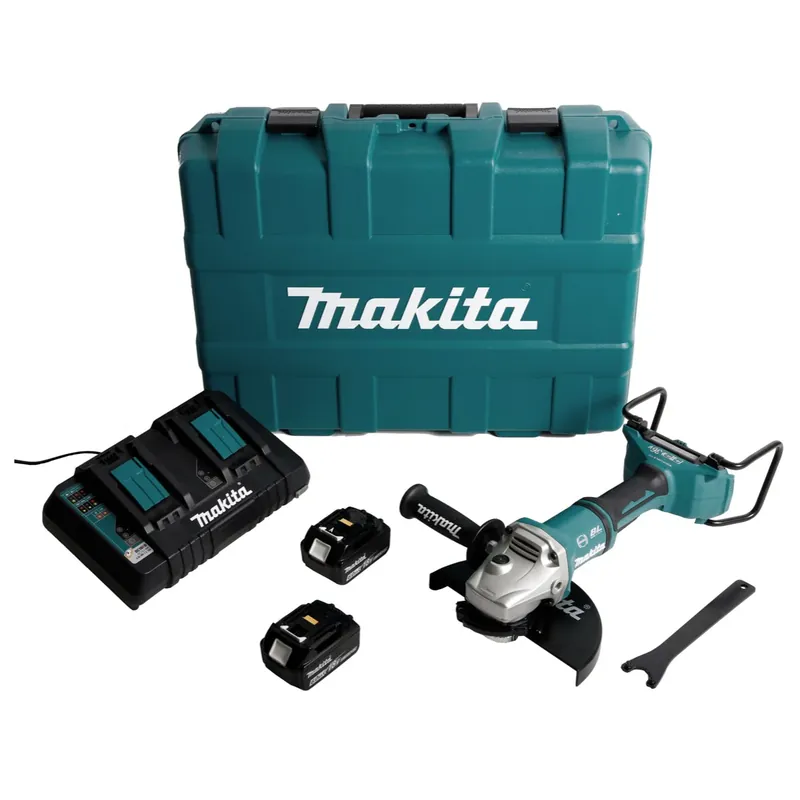 Makita DGA 900 PGKX2 Akku Winkelschleifer 36V ( 2x18V ) 230mm Brushless + 2x Akku 6,0Ah + Doppelladegerät + Ezynut + Koffer Nur Für Kurze Zeit
