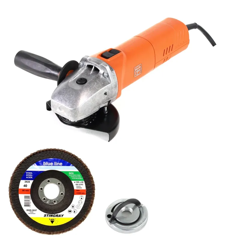 Geprüft Fein WSG 17-125 PS 1700W Winkelschleifer 125mm + Schnellspannmutter Fixtec + 10x Fächerscheiben