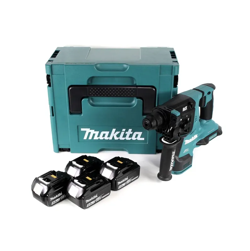 Bestpreis Makita DHR 280 T4J 2 x 18 V 36 V Li-Ion Akku Bohrhammer Brushless 28 mm für SDS-PLUS im Makpac + 4 x 5,0 Ah Akku - ohne Ladegerät