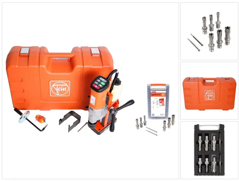 FEIN KBU 35 QW 1100 W Universal Magnet Kernbohrmaschine bis 35 mm im Koffer + Fein Best of Kernbohrer QuickIN Zubehörset 8 tlg. Ausverkauf