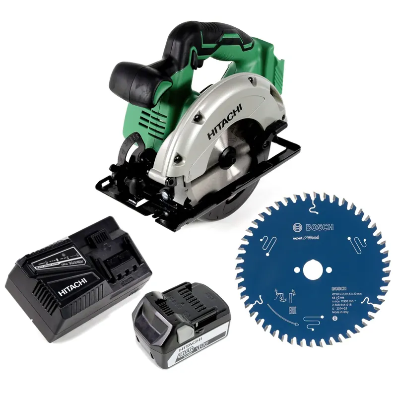 Hitachi C 18 DGL Hand Kreissäge 165 mm 18 V mit 6,0 Ah Akku, Ladegerät und 2x Kreissägeblatt Letzte Chance