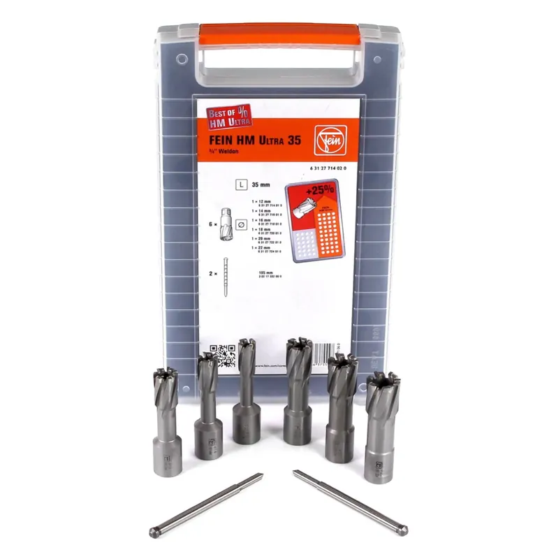 Nur Heute FEIN HM Ultra 35 Zubehörset Best of Kernbohrer 3/4" Weldon 8-tlg 35 mm Schnitttiefe in Kunststoffbox ( 63127714020 )