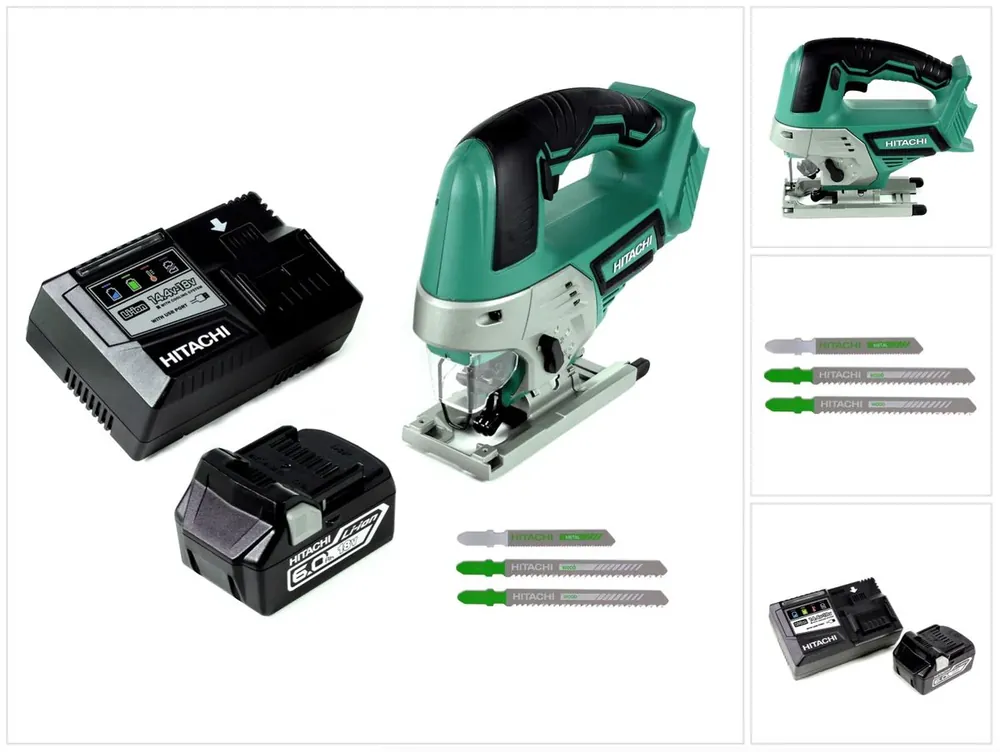 Hitachi CJ 18 DGL 18V Akku Stichsäge + 1x Akku 6,0Ah + Ladegerät + 3 x Stichsägeblätter Letzte Chance