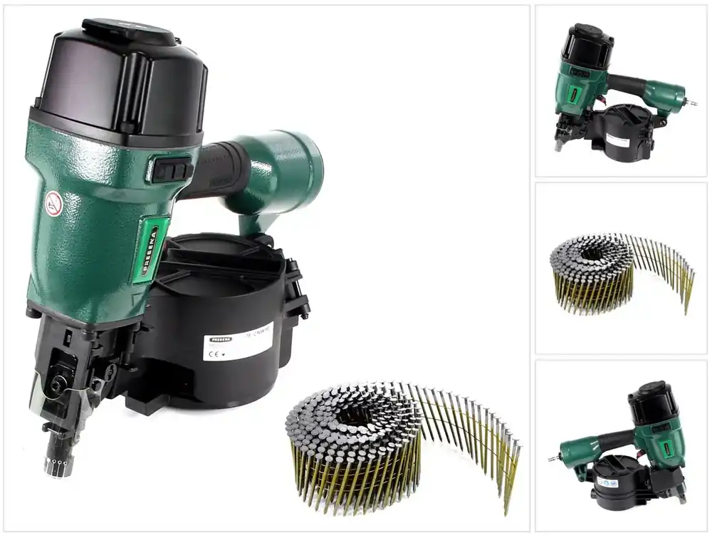 Prebena 7F-CNW90-S01 Druckluftnagler für Coilnägel Type CNW 45-90mm + Prebena CNW25/65BKRI Coilnägel Ringschaft 7200 Stück Online Kaufen