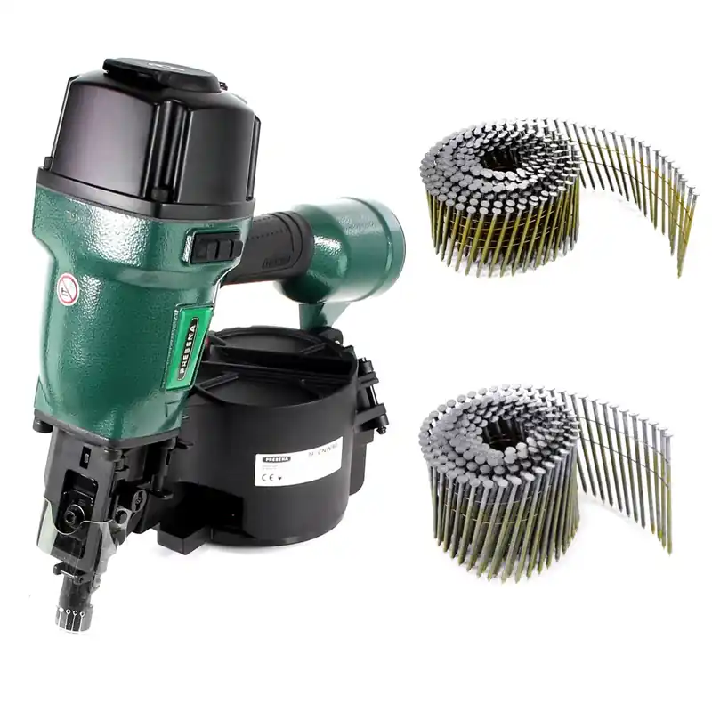 Prebena 7F-CNW90-S01 Druckluftnagler für Coilnägel Type CNW von 45 - 90 mm + Coilnägel Ringschaft 7200 Stück + Coilnägel Ringschaft 3600 Stück Sonderangebot