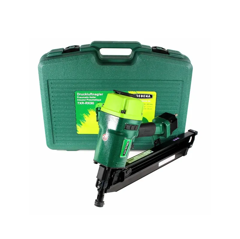 Sonderaktion Prebena 7XR-RK90 Druckluftnagler Streifennagler 4-7 bar im Transportkoffer + Schutzbrille
