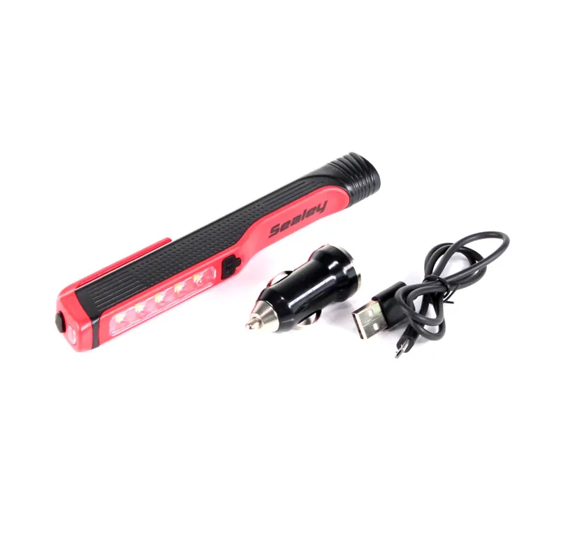 Sealey LED054R Leuchtstift rot - 100 Lumen LED wiederaufladbare Taschenlampe via USB/12V Kfz Adapter Begrenztes Angebot