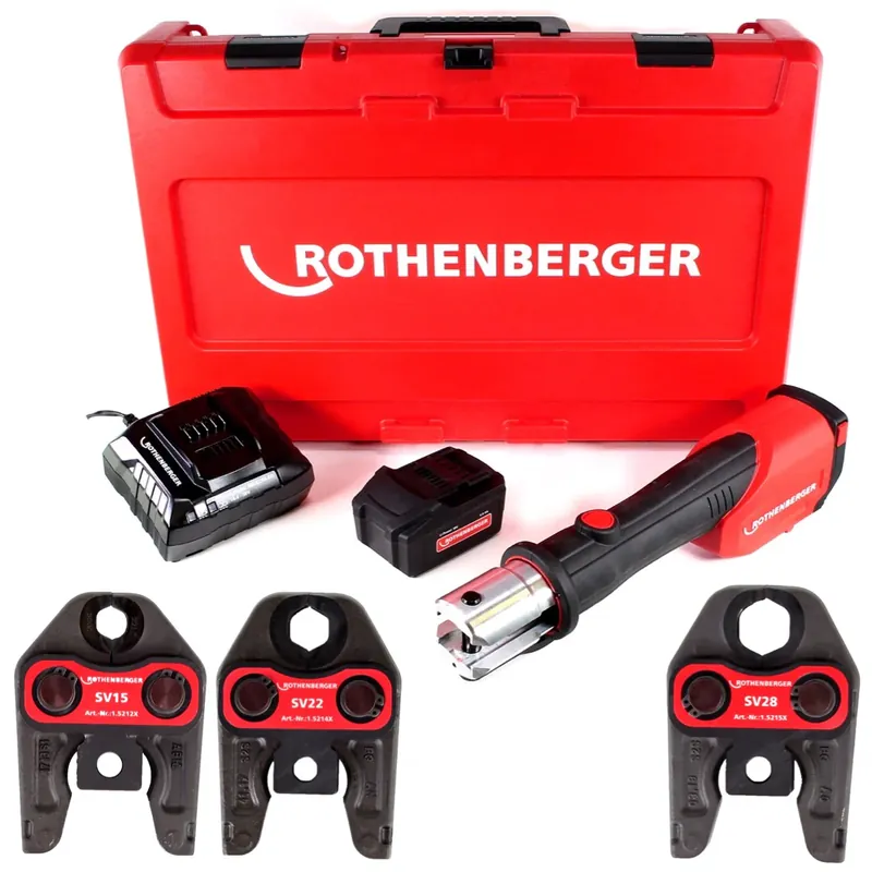 Rothenberger ROMAX 4000 Basic Set CAS Akku Pressmaschine 18 V 34 kN + 1x Akku 4,0 Ah + Ladegerät + 3x Pressbacken SV + Koffer ( 1000001924 ) Meistverkauft