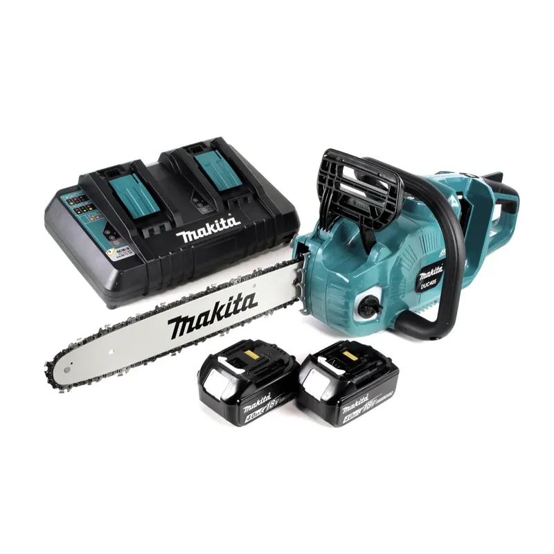 Heißes Angebot Makita DUC 405 PM2 Akku Kettensäge 36V ( 2x18V ) Brushless 40 cm + 2x 4,0 Ah Akku + Doppelladegerät