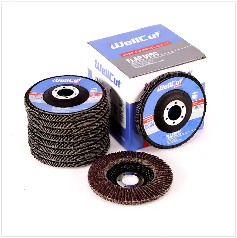 Jetzt Kaufen WellCut WP 40115 - 10 Stück Schleifscheiben 115mm Körnung 40 Fächerscheiben Schleifmopteller