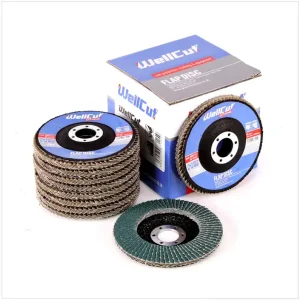 Heißes Angebot WellCut WE 80115 - 10 Stück Schleifscheiben 115mm Körnung 80 Fächerscheiben Schleifmopteller