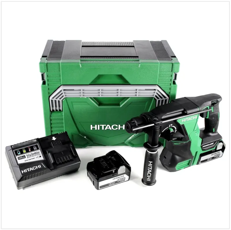 Abverkauf Hitachi DH 18 DBL 18 V Li-Ion Brushless SDS-Plus Akku Bohrhammer im Hitachi System Case HSC Typ 3 + 2x BSL 1850 18 V 5,0 Ah Akku + 1x UC 18YSL3 Ladegerät 14,4 - 18 V