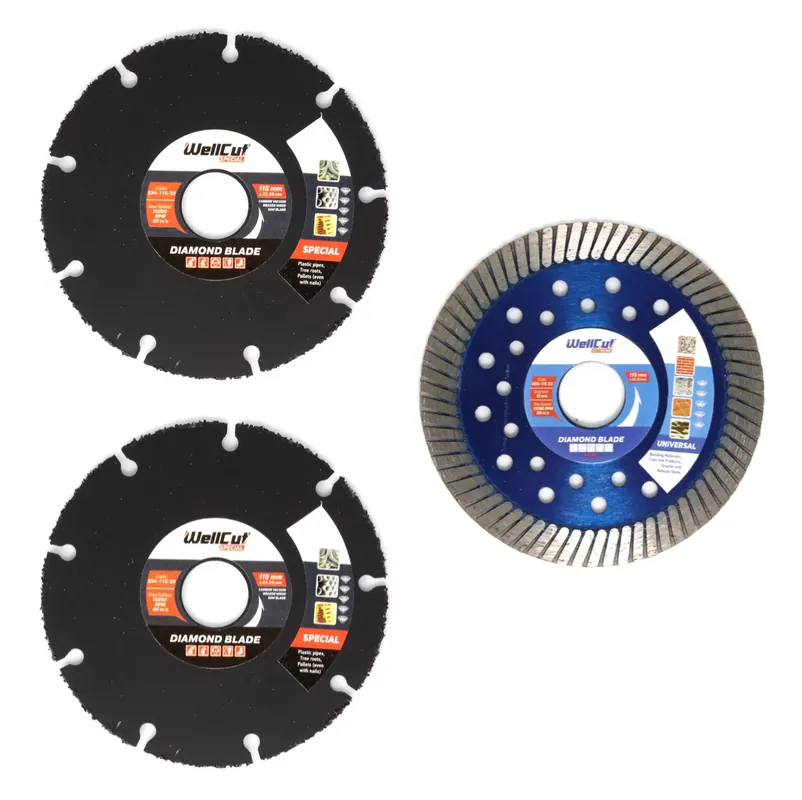Must-Have WellCut Diamant Trennscheiben Set 115x22,2mm mit 2x Special ( 334 - 115 / 22 ) + Universal turbo ( 888 - 115 / 22 )