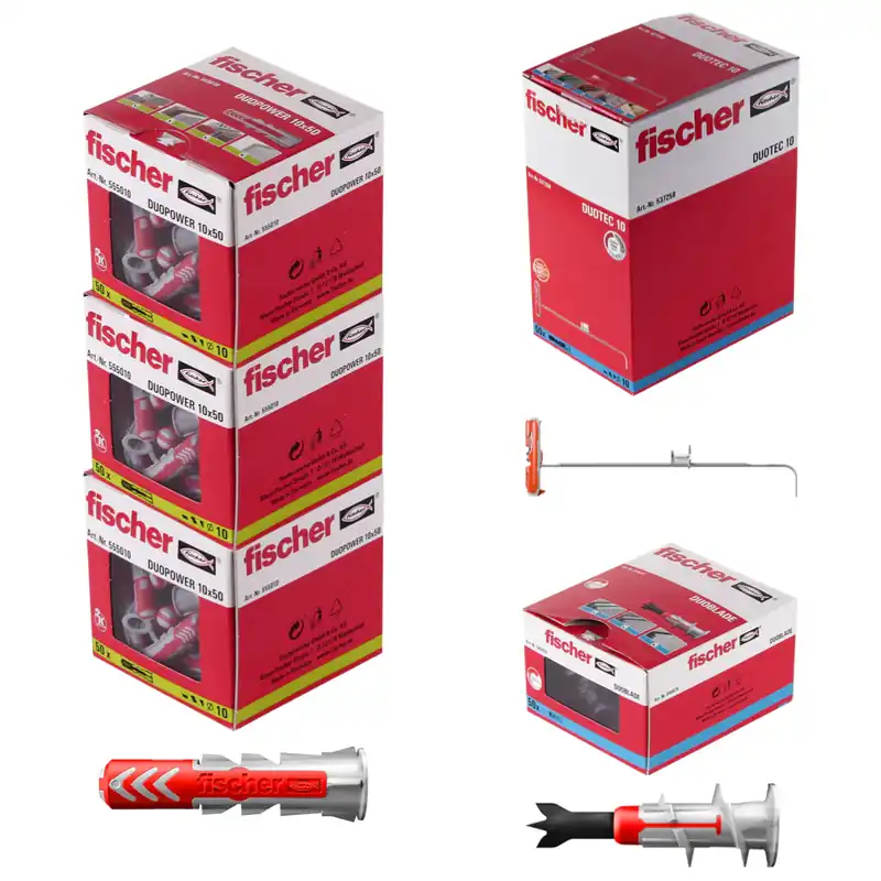 Aktuell Fischer Profibox DUO-Line mit 150 Stk. DUOPOWER 10x50mm + 50 Stk. DUOTEC 10 + 50 Stk. DUOBLADE ( 553669)