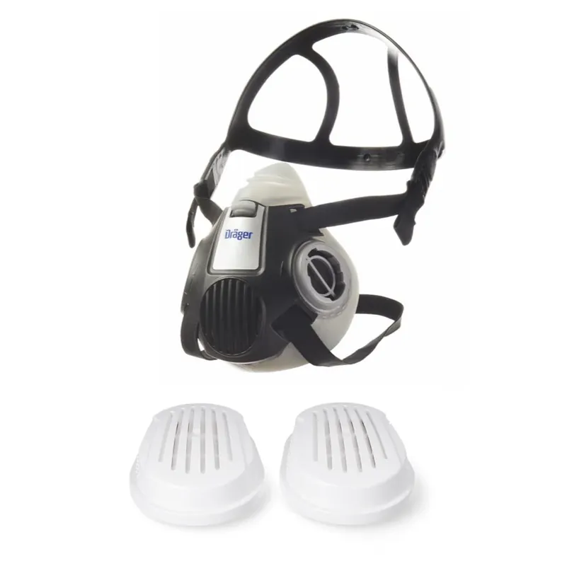 Sale Dräger X-plore 3300 L Atemschutz Maske Halbmaske für Bajonettfilter Größe L + X-plore P3 R Partikelfilter 2 Stück Bajonettfilter