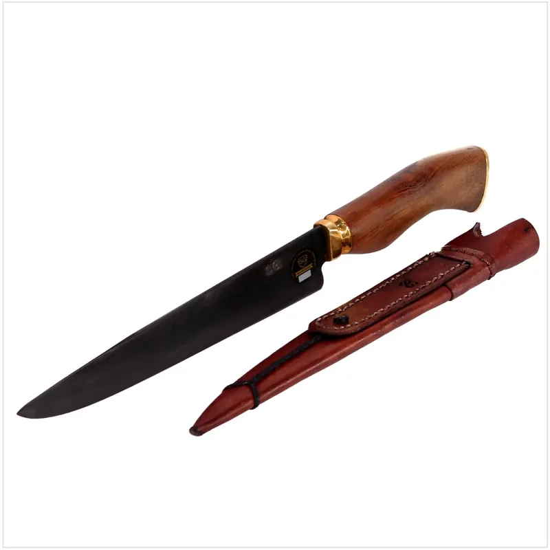 Serra Grande "Faca Carbono" traditionelles brasilianisches Küchenmesser Kochmesser handgeschmiedet CARBON 20,3 cm Klinge + echt Leder Messerscheide Preiswert