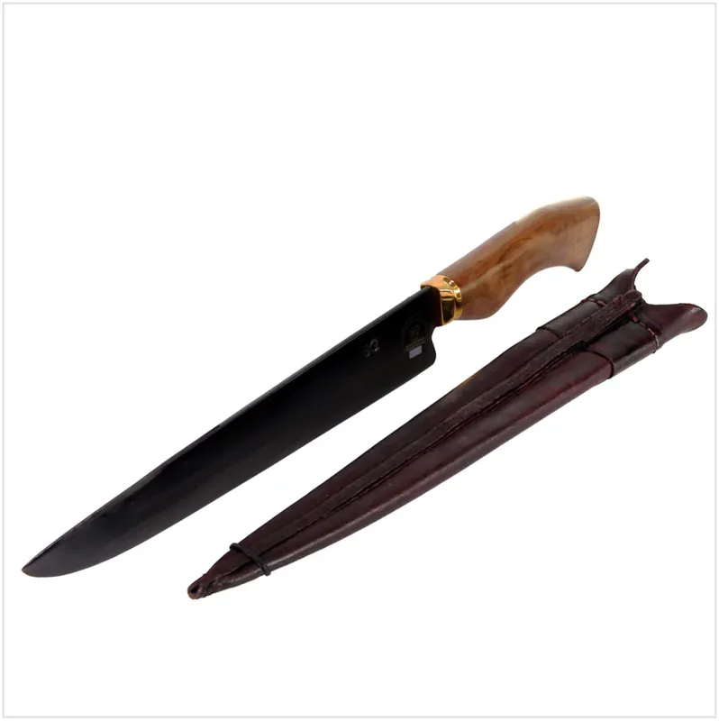 Sonderaktion Serra Grande "Faca Carbono" traditionelles brasilianisches Küchenmesser Kochmesser handgeschmiedet CARBON 25,4 cm Klinge + echt Leder Messerscheide