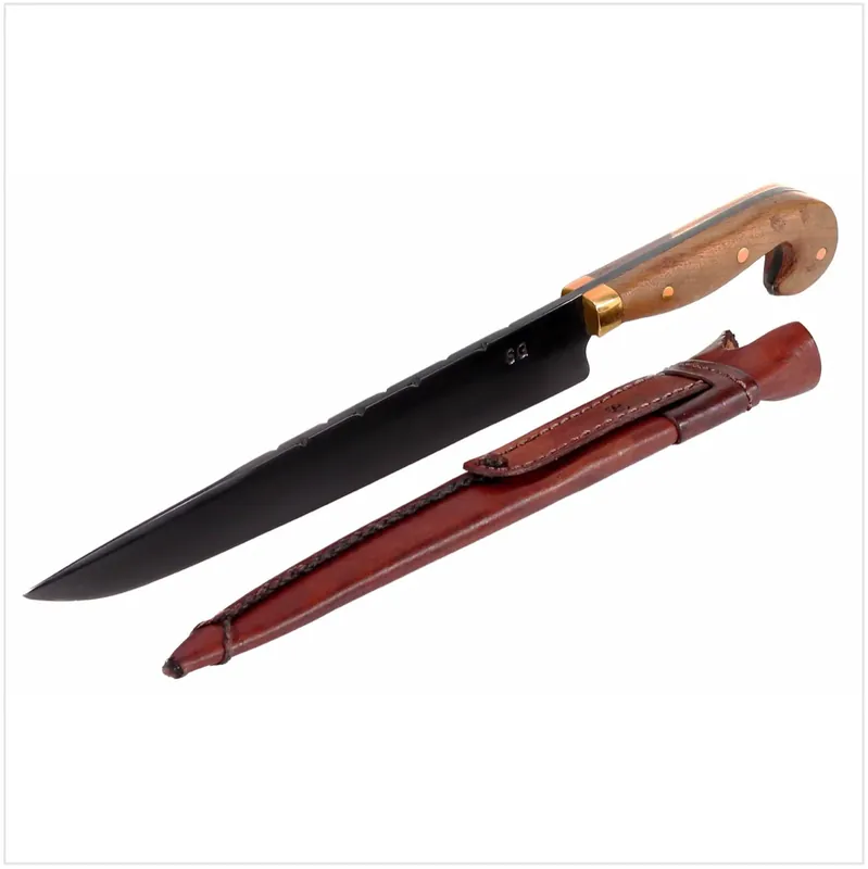 Sichere Zahlung Serra Grande "Faca de Tala Carbono" traditionelles brasilianisches Küchenmesser Kochmesser handgeschmiedet CARBON 25,4 cm Klinge + echt Leder Messerscheide
