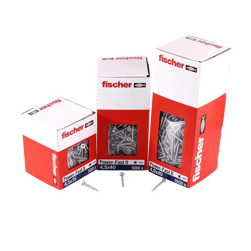 Abverkauf Fischer Power-Fast II FPF II Spanplattenschraube 4,0x35 mm 1000 Stück ( 670625 ) Senkkopf mit Torx Vollgewinde galvanisch verzinkt, blau passiviert