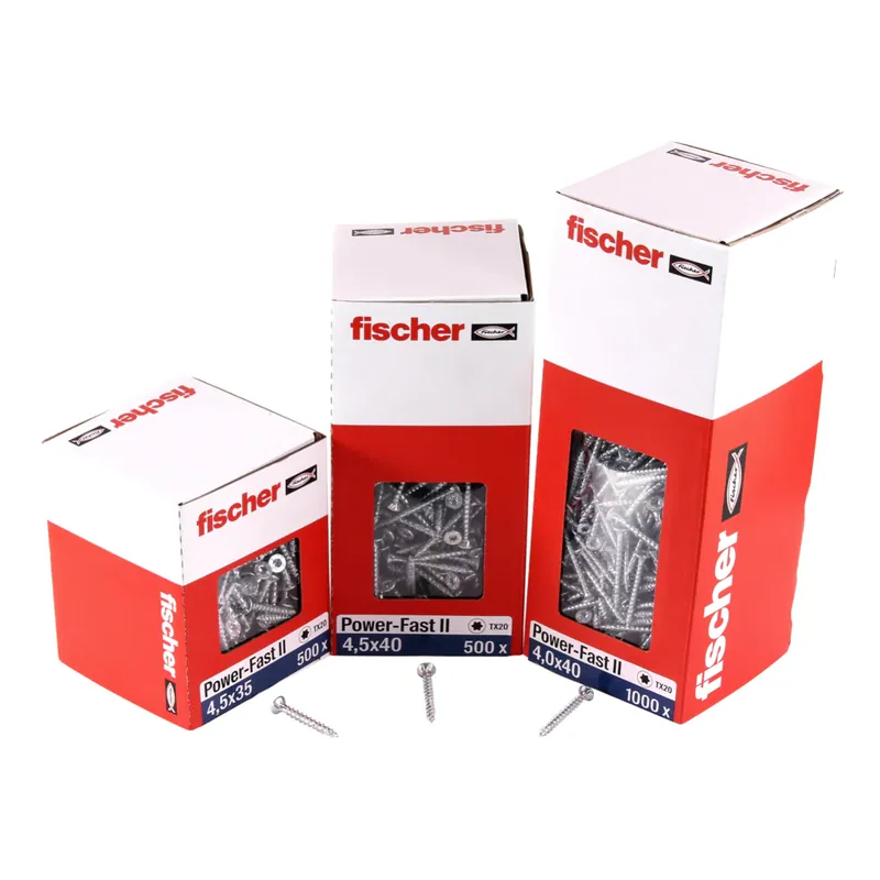 Billig Fischer Power-Fast II FPF II Spanplattenschraube 5,0x25 mm 500 Stück ( 670639 ) Senkkopf mit Torx Vollgewinde galvanisch verzinkt, blau passiviert