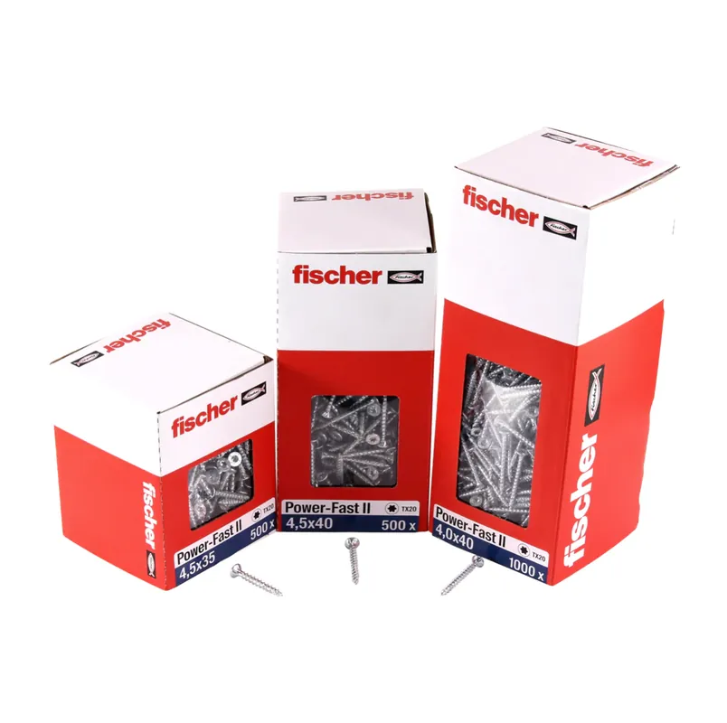 Abverkauf Fischer Power-Fast II FPF II Spanplattenschraube 5,0x35 mm 500 Stück ( 670353 ) Senkkopf mit Torx Vollgewinde galvanisch verzinkt, blau passiviert