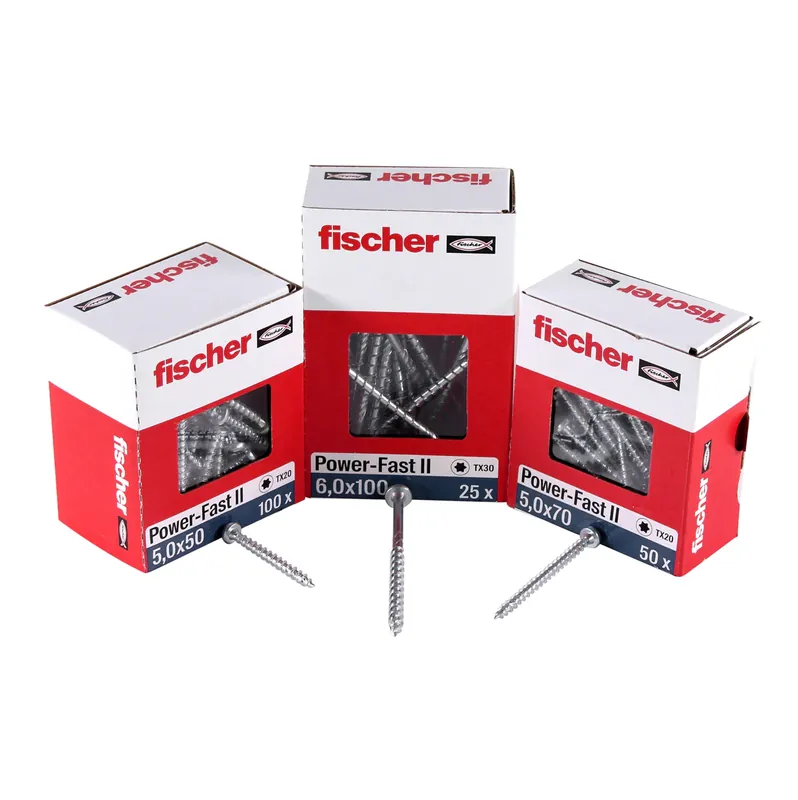 Angebot Fischer Power-Fast II FPF II Spanplattenschraube 5,0x90 mm 200 Stück ( 670385 ) Senkkopf mit Torx Teilgewinde galvanisch verzinkt, blau passiviert