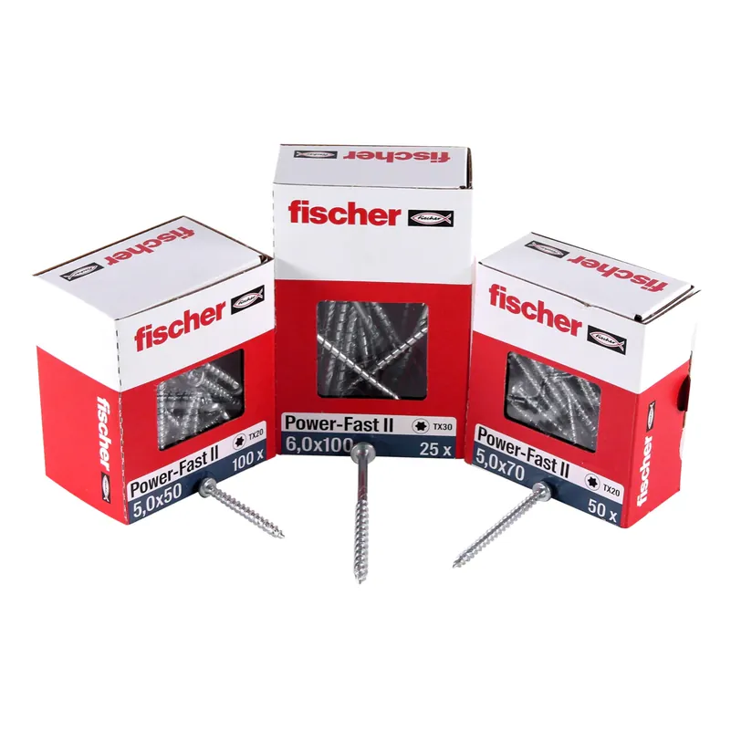 Fischer Power-Fast II FPF II Spanplattenschraube 6,0x100 mm 25 Stück ( 670458 ) Senkkopf mit Torx Teilgewinde galvanisch verzinkt, blau passiviert Letzte Chance
