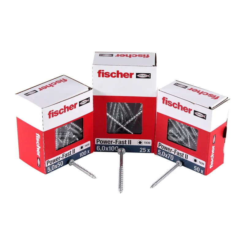 Fischer Power-Fast II FPF II Spanplattenschraube 6,0x120 mm 100 Stück ( 670460 ) Senkkopf mit Torx Teilgewinde galvanisch verzinkt, blau passiviert Neuheit