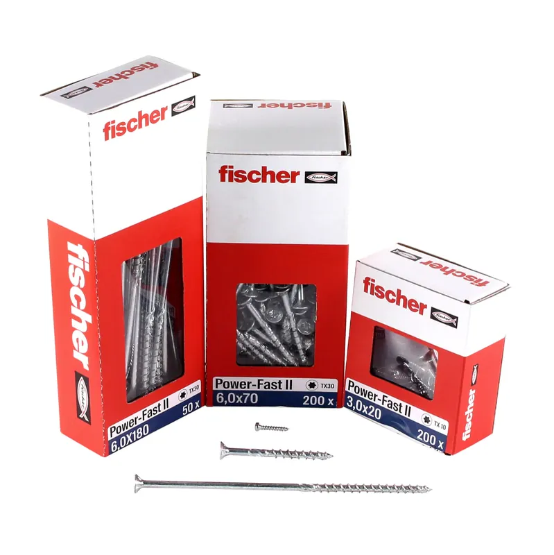 Meistverkauft Fischer Power-Fast II FPF II Spanplattenschraube 6,0x140 mm 100 Stück ( 670462 ) Senkkopf mit Torx Teilgewinde galvanisch verzinkt, blau passiviert