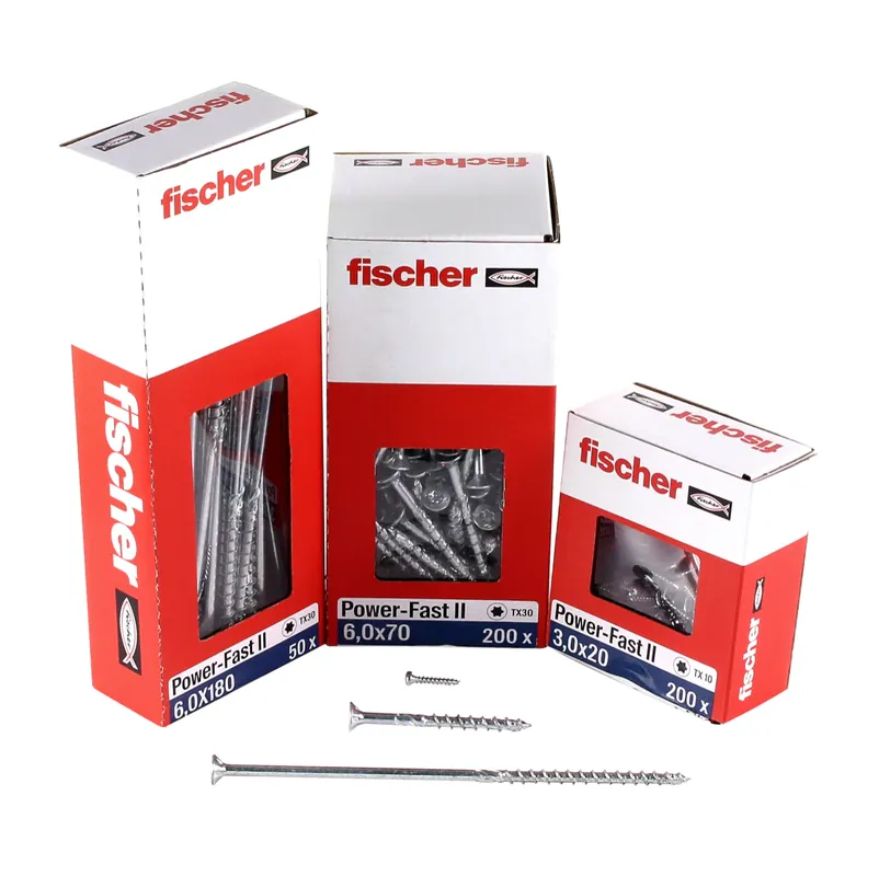Aktuell Fischer Power-Fast II FPF II Spanplattenschraube 6,0x160 mm 50 Stück ( 670694 ) Senkkopf mit Torx Teilgewinde galvanisch verzinkt, blau passiviert
