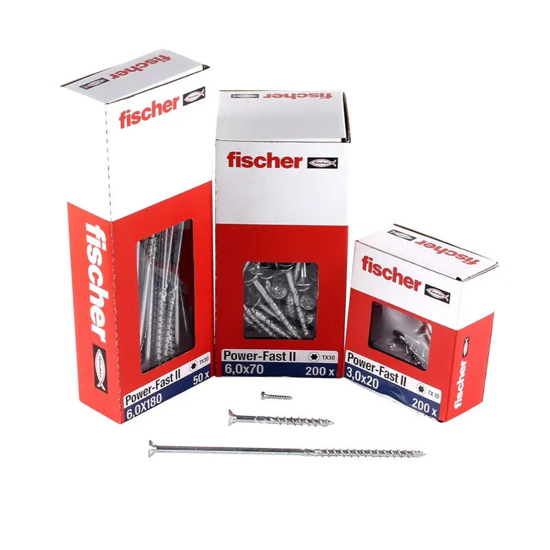 Fischer Power-Fast II FPF II Spanplattenschraube 6,0x180 mm 100 Stück ( 670465 ) Senkkopf mit Torx Teilgewinde galvanisch verzinkt, blau passiviert Zertifiziert