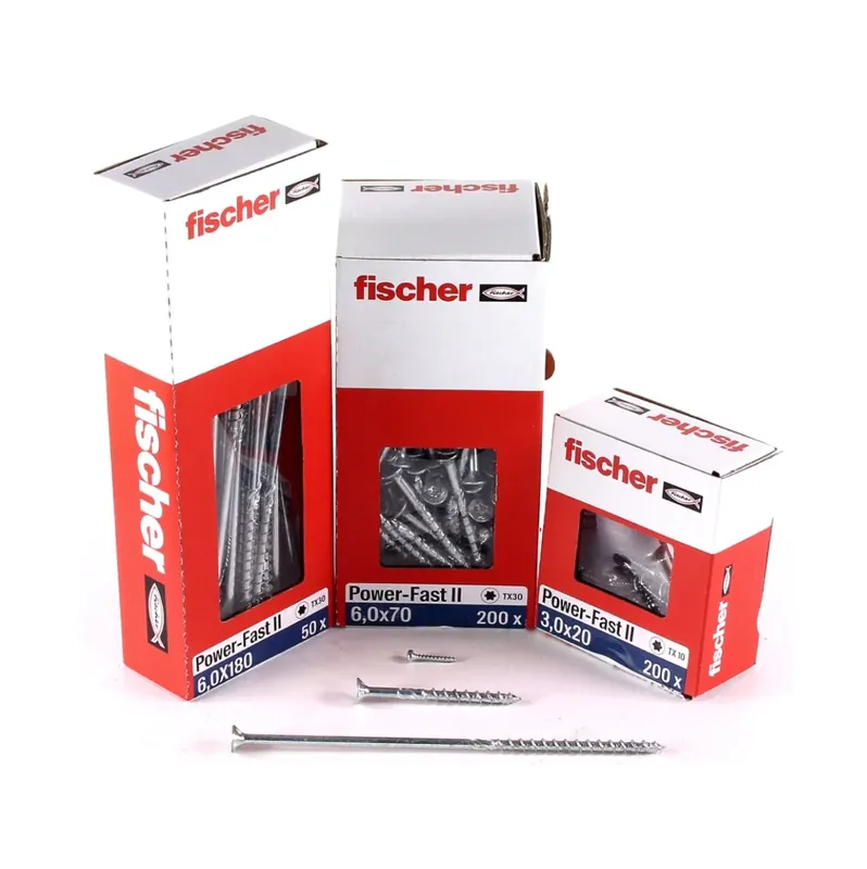 Abverkauf Fischer Power-Fast II FPF II Spanplattenschraube 6,0x260 mm 25 Stück ( 670470 ) Senkkopf mit Torx Teilgewinde galvanisch verzinkt, blau passiviert