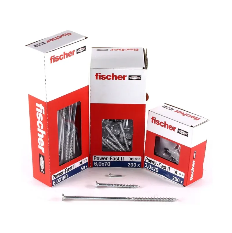 Fischer Power-Fast II FPF II Spanplattenschraube 6,0x280 mm 50 Stück ( 670473 ) Senkkopf mit Torx Teilgewinde galvanisch verzinkt, blau passiviert Echt