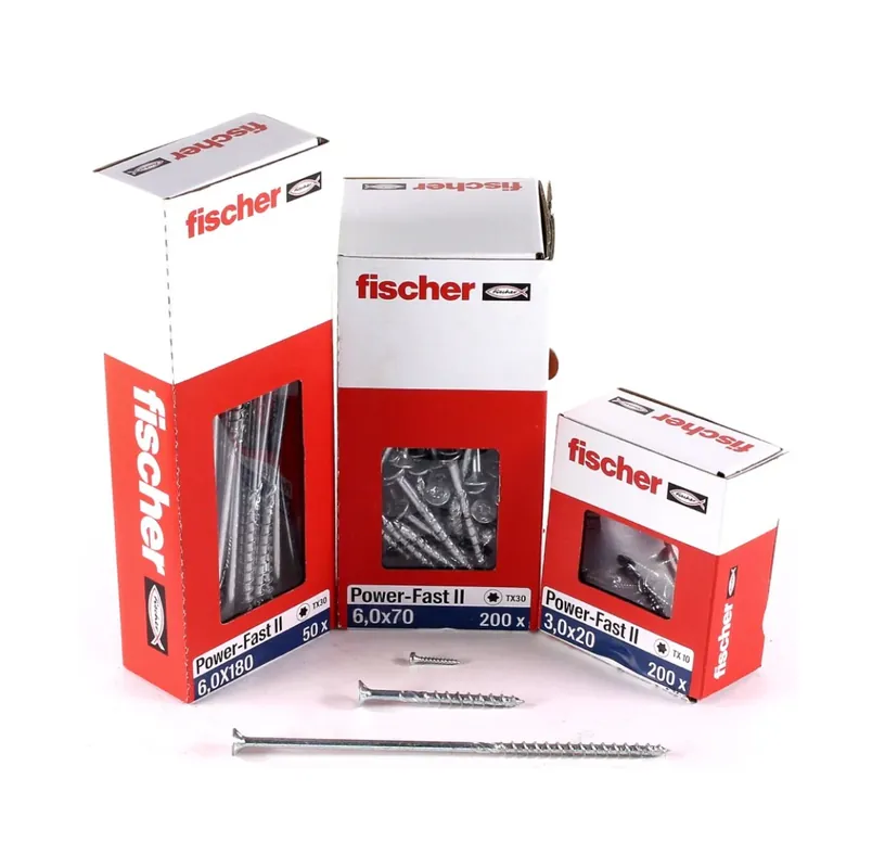 Günstig Fischer Power-Fast II FPF II Spanplattenschraube 6,0x70 mm 200 Stück ( 670484 ) Senkkopf mit Torx Teilgewinde galvanisch verzinkt, blau passiviert