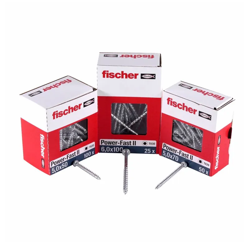 Fischer Power-Fast II FPF II Spanplattenschraube 3,5x35 mm 200 Stück ( 670103 ) Pan Head mit Torx Vollgewinde galvanisch verzinkt, blau passiviert Preiswert