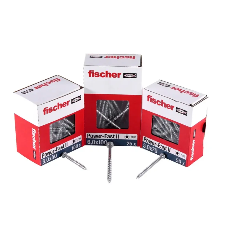 Garantierte Lieferung Fischer Power-Fast II FPF II Spanplattenschraube 5,0x40 mm 100 Stück ( 670438 ) Pan Head mit Torx Vollgewinde galvanisch verzinkt, blau passiviert