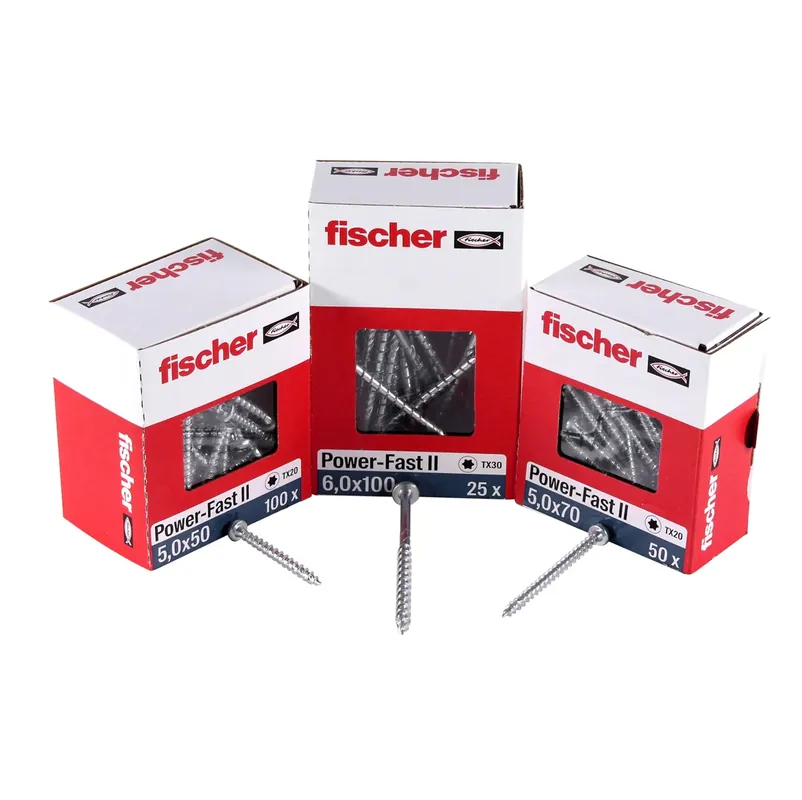 Fischer Power-Fast II FPF II Spanplattenschraube 6,0x100 mm 25 Stück ( 670533 ) Pan Head mit Torx Teilgewinde galvanisch verzinkt, blau passiviert Sonderangebot