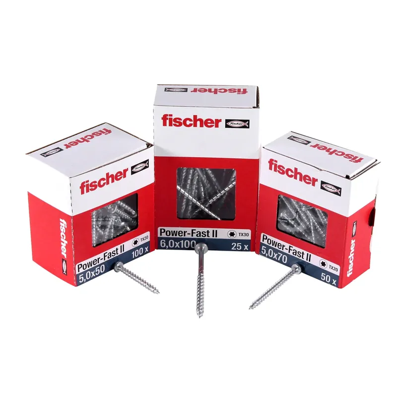 Fischer Power-Fast II FPF II Spanplattenschraube 6,0x80 mm 50 Stück ( 670534 ) Pan Head mit Torx Teilgewinde galvanisch verzinkt, blau passiviert Letzte Chance