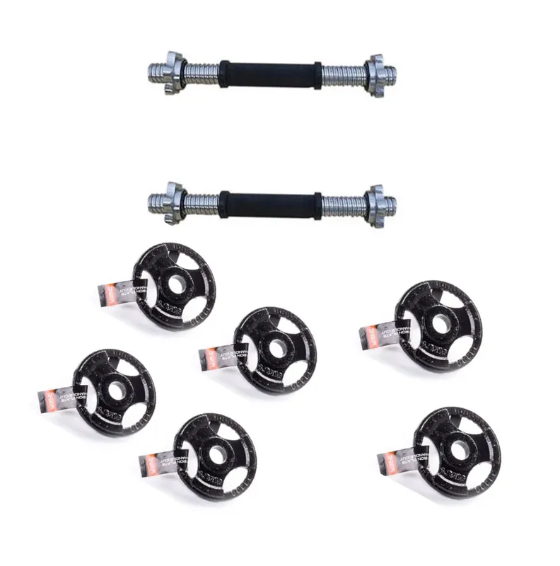 Neue Ware Kurzhantelstangen Set 2 Stück 35cm 2,5 kg + 6x Hantelscheiben Guss Eisen 1,25 kg