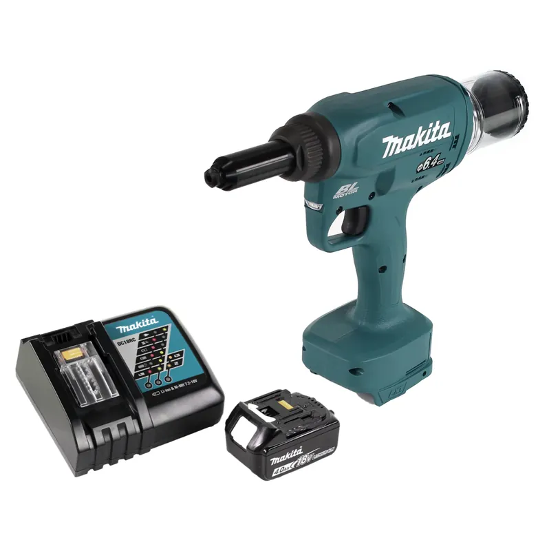 Makita DRV 250 RM1 Akku Blindnietsetzgerät 18V 20kN Brushless + 1x Akku 4,0Ah + Ladegerät Solange Der Vorrat Reicht