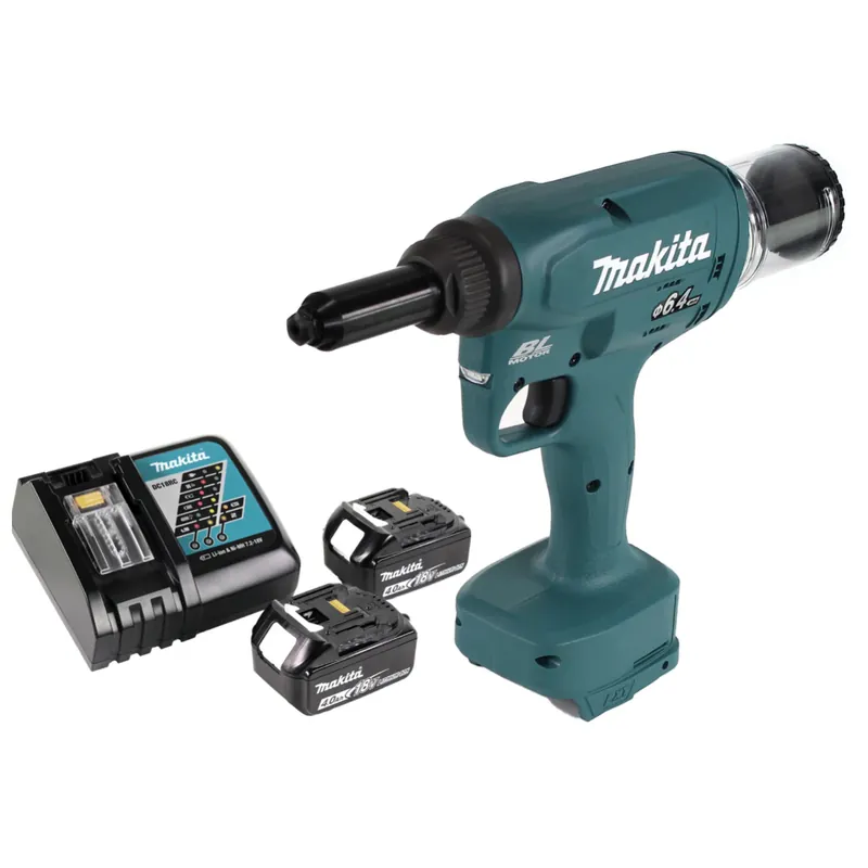 Preiswert Makita DRV 250 RM Akku Blindnietsetzgerät 18V 20kN Brushless + 2x Akku 4,0Ah + Ladegerät