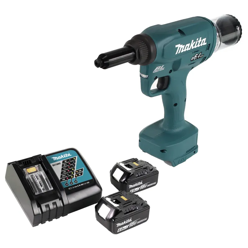 Makita DRV 250 RG Akku Blindnietsetzgerät 18V 20kN Brushless + 2x Akku 6,0Ah + Ladegerät Sonderangebot