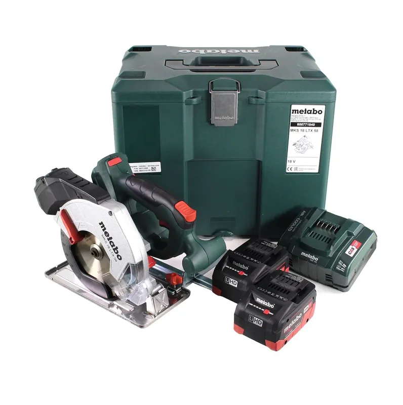 Expressversand Metabo MKS 18 LTX 58 Akku Metall Handkreissäge 18V 165 mm ( 600771840 ) + 2x Akku 5,5Ah + Ladegerät + MetaLoc