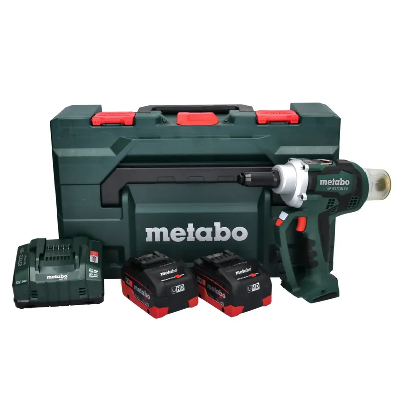Bestpreis Metabo NP 18 LTX BL 5.0 Akku Blindnietpistole 18 V 10 kN Brushless + 2x Akku 5,5 Ah + Ladegerät + metaBOX