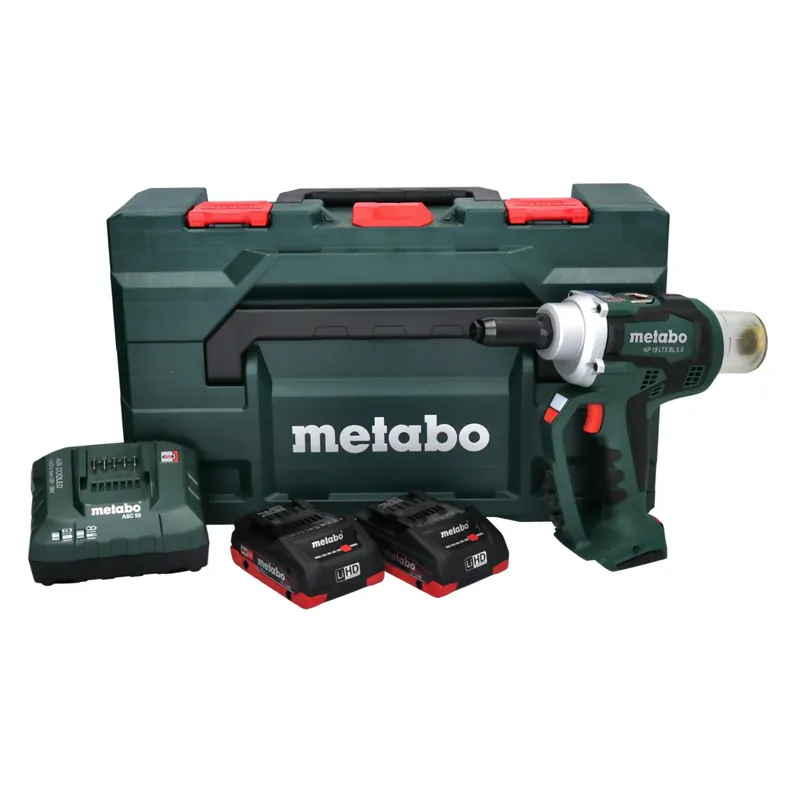 Metabo NP 18 LTX BL 5.0 Akku Blindnietpistole 18 V 10 kN Brushless ( 619002800 ) + 2x Akku 4,0 Ah + Ladegerät + metaBOX Preiswert