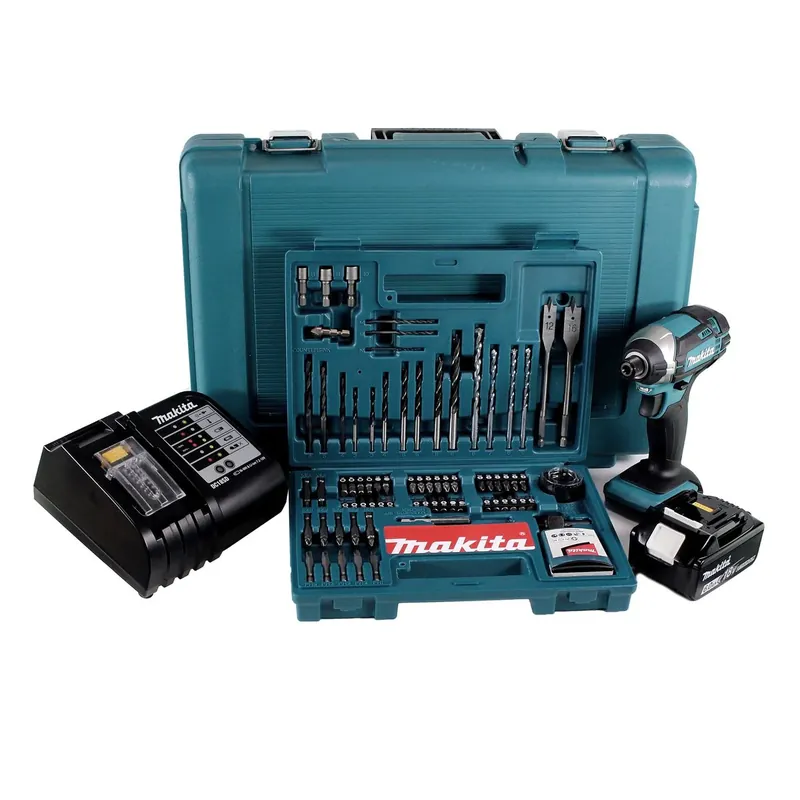 Wochenendangebot Makita DTD 152 SGK Akku Schlagschrauber 18V 165Nm 1/4" + 1x Akku 6,0Ah + Ladegerät + 100 tlg. Bit Bohrer Set + Koffer