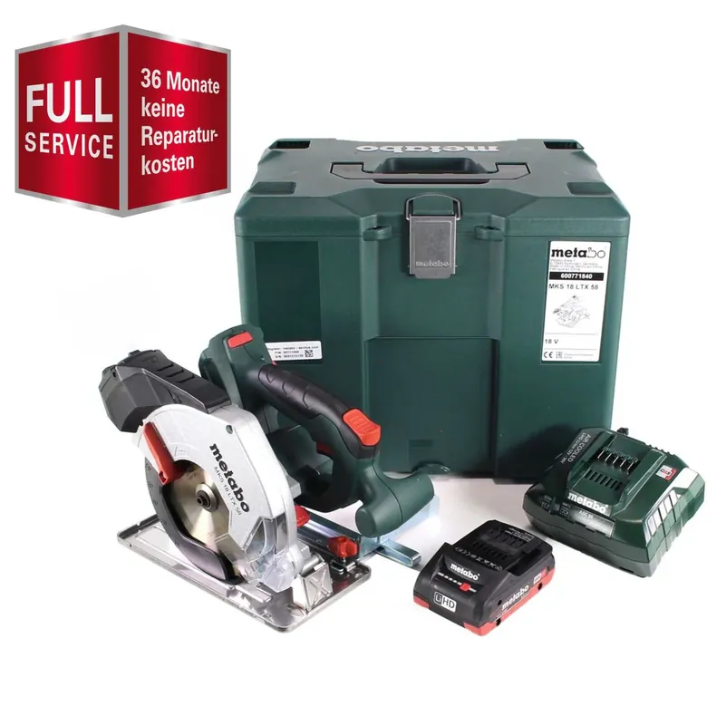 Online Kaufen GRATIS 3 Jahre Full Service Rundum Schutz Metabo MKS 18 LTX 58 Akku Metall Handkreissäge 18V 165 mm + 1x Akku 4,0Ah + Ladegerät + MetaLoc